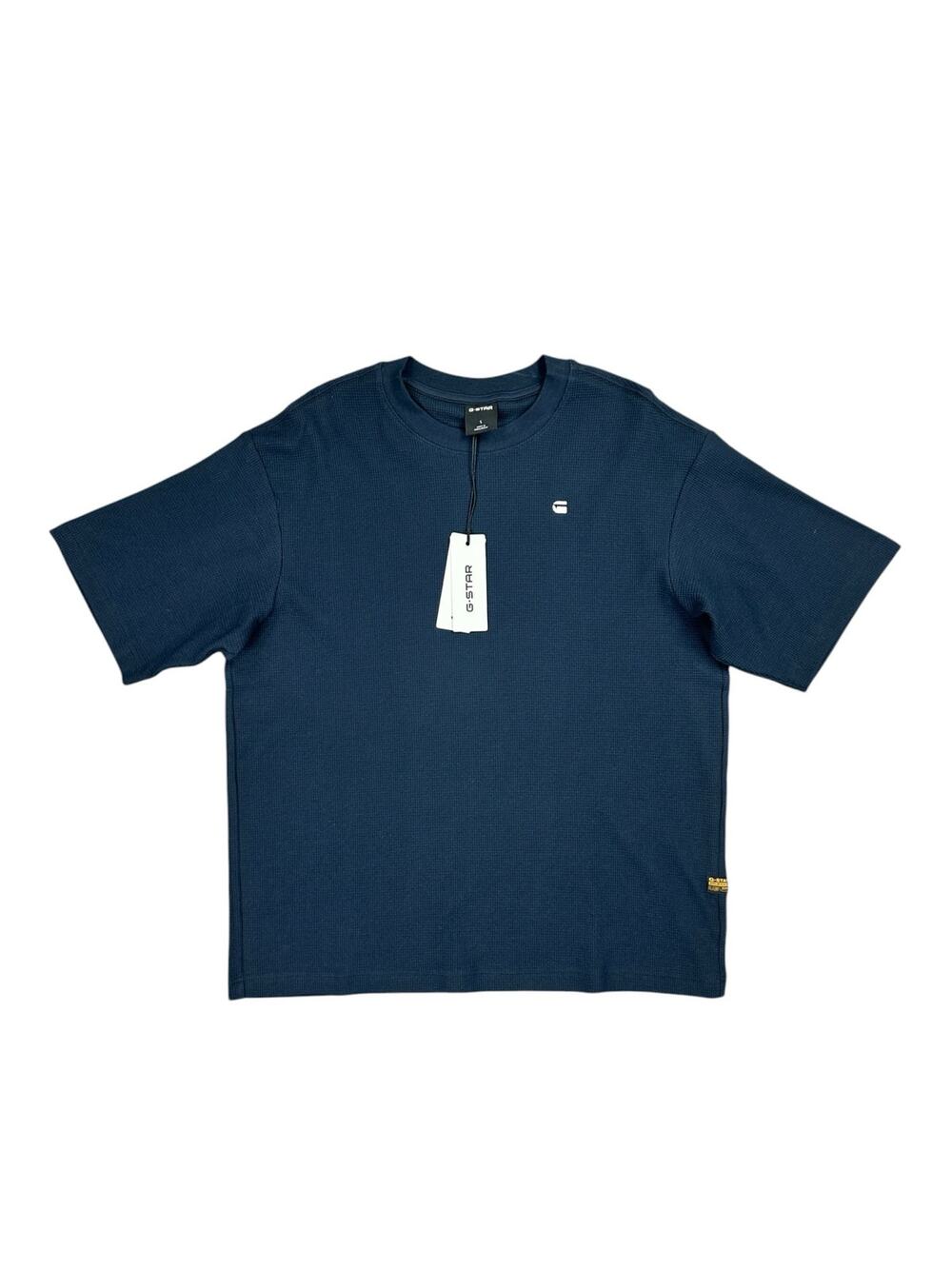 G-Star Structured Boxy Waffle Jersey Knit Tee Salute Navy NWT — Size Small